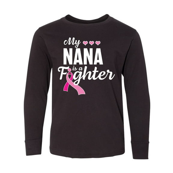 Inktastic Breast Cancer Awareness My Nana is a Fighter Long Sleeve Youth T-Shirt
