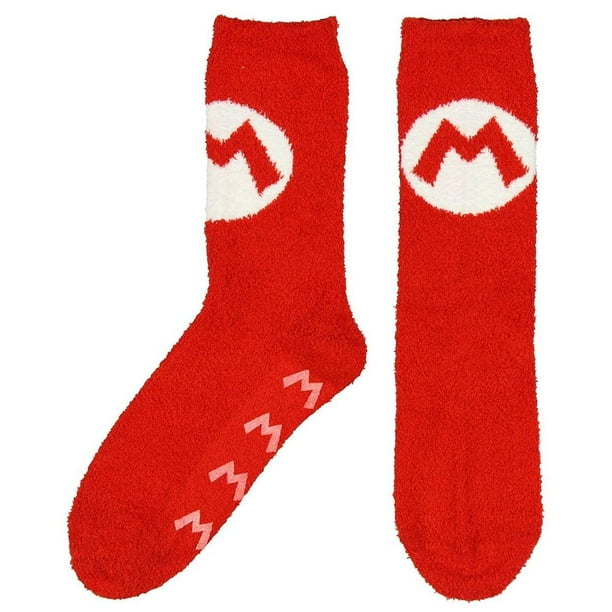 Super Mario Bros. Rouge Mario Logo Confortable Chaussettes d'Équipage pour Adultes