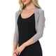 thumbnail image 4 of INSPIRAR CHIC Blusas Semitransparentes para Mujeres Elegantes con Mangas 3/4 Cárdigan Bolero Shrug Gris Claro L, 4 of 6