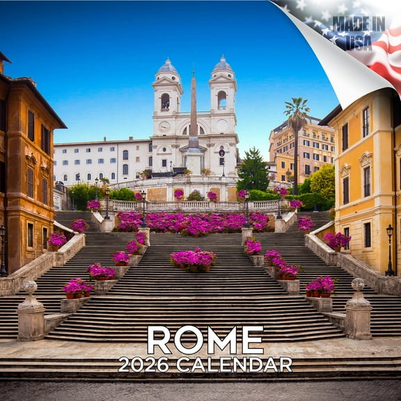 2025 2026 Rome Calendar - Scenic Monthly Wall Calendar - 12 x 24 Open - Thick No-Bleed Paper - Giftable - Academic Teacher's Planner Calendar Organizing & Planning - Made in USA