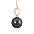 thumbnail image 2 of ANGARA Tahitian Cultured Pearl & Diamond V-Bale Pendant in 14K Rose Gold for Women | June Birthstone, Birthday, Anniversary, Jewelry Gift for Women | Pearl Necklace, 2 of 8