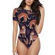 thumbnail image 1 of Balery Leopard Print Body de cuello redondo de manga corta para mujer Tops de manga corta Tops básicos-Medium, 1 of 7