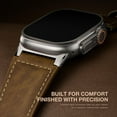thumbnail image 4 of Leather Bands Compatible for Apple Watch Ultra Band 49mm 46mm 45mm 44mm 42mm, Genuine Calfskin Leather Durable Matel Connector Replacement Strap Fits Men iWatch Ultra 10 9 8 7 6 5 4 3 SE, 4 of 7