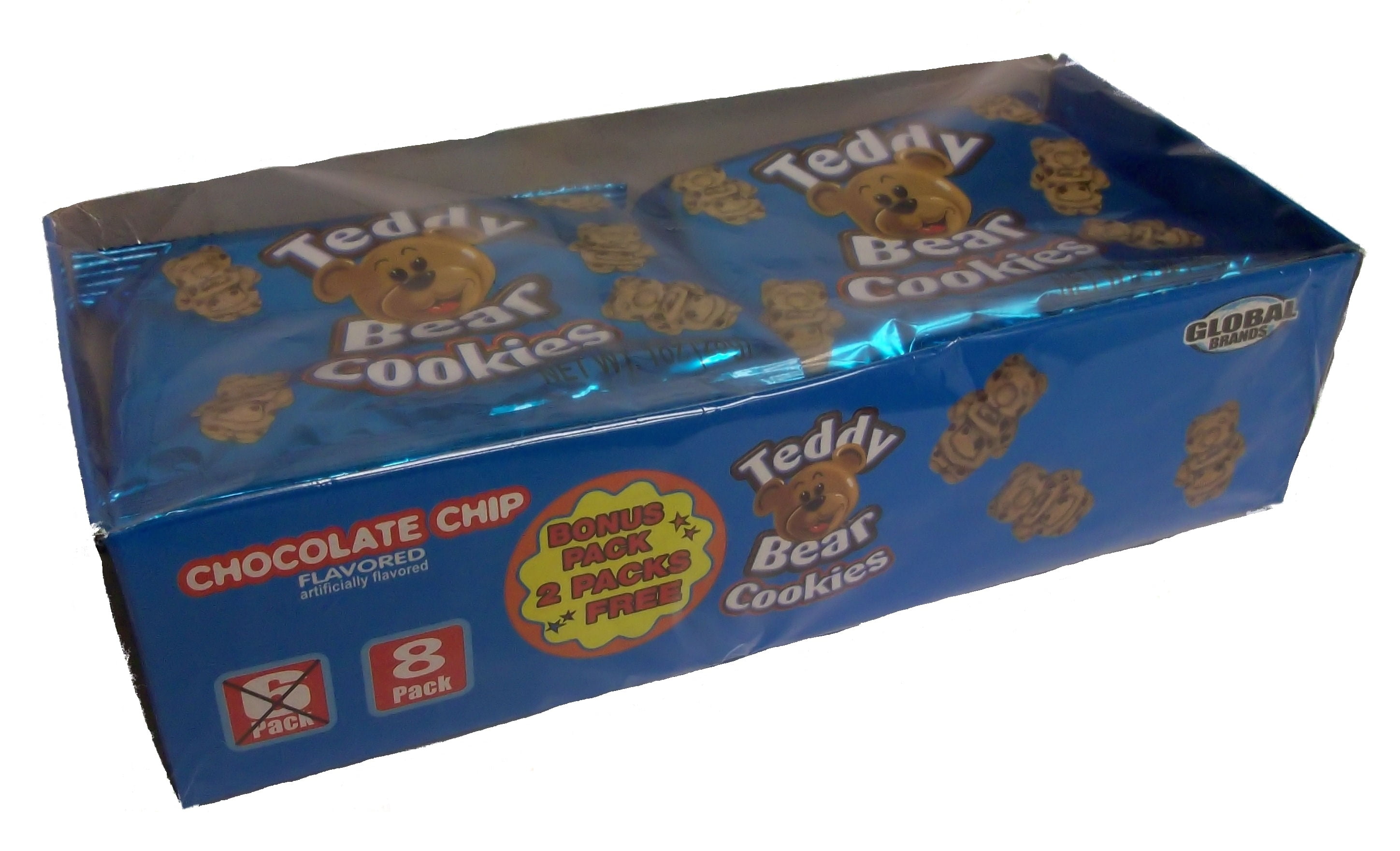 8pk Teddy Bear Cookies Chocolate Chip