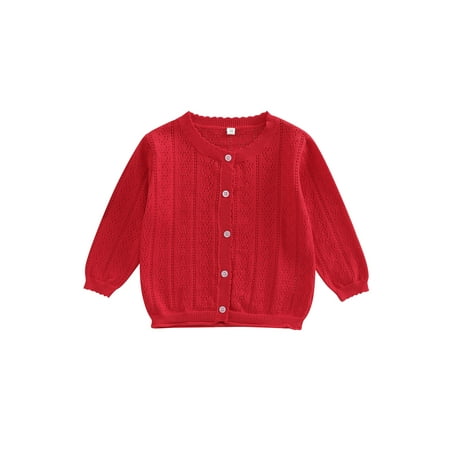 

Toddler Baby Girl Cute Long Sleeve Button Down Sweater Kids Fall Winter Open Front Cardigan