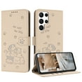 thumbnail image 2 of Flip Case for Samsung Galaxy S25 Ultra PU Leather Wallet Case with RFID Blocking Card Slot & Cash Pocket Magnetic Clasp Stand Function Cover Cat Patterned with Wrist Strap Phone Case,Beige, 2 of 9