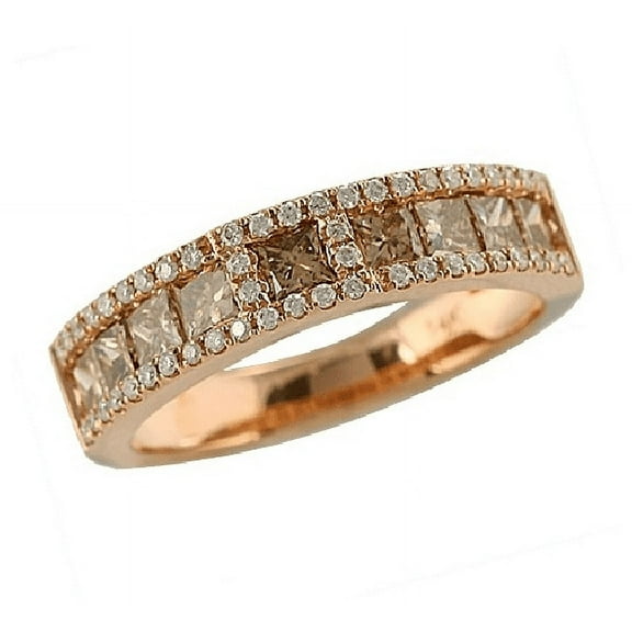 Natural Brown Diamond Smoky Engagemnet Band - in 14k Rose Gold Finish - Christmas Gift