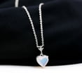 thumbnail image 3 of Rosec Jewels Heart Shape Ethiopian Opal Solitaire Necklace for Women (6 mm, 0.75 CT, AAA Grade, October Birthstone), 925 Sterling Silver, 3 of 9