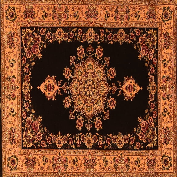 Ahgly Company Indoor Square Medallion Orange Traditional Area Rugs, 4' Square