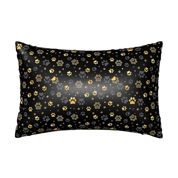 KLL Gold Dog Paw Pattern Silk Pillowcase for Hair and Skin Standard Size 20"X 30" Soft Breathable Pillow Covers for Sleeping