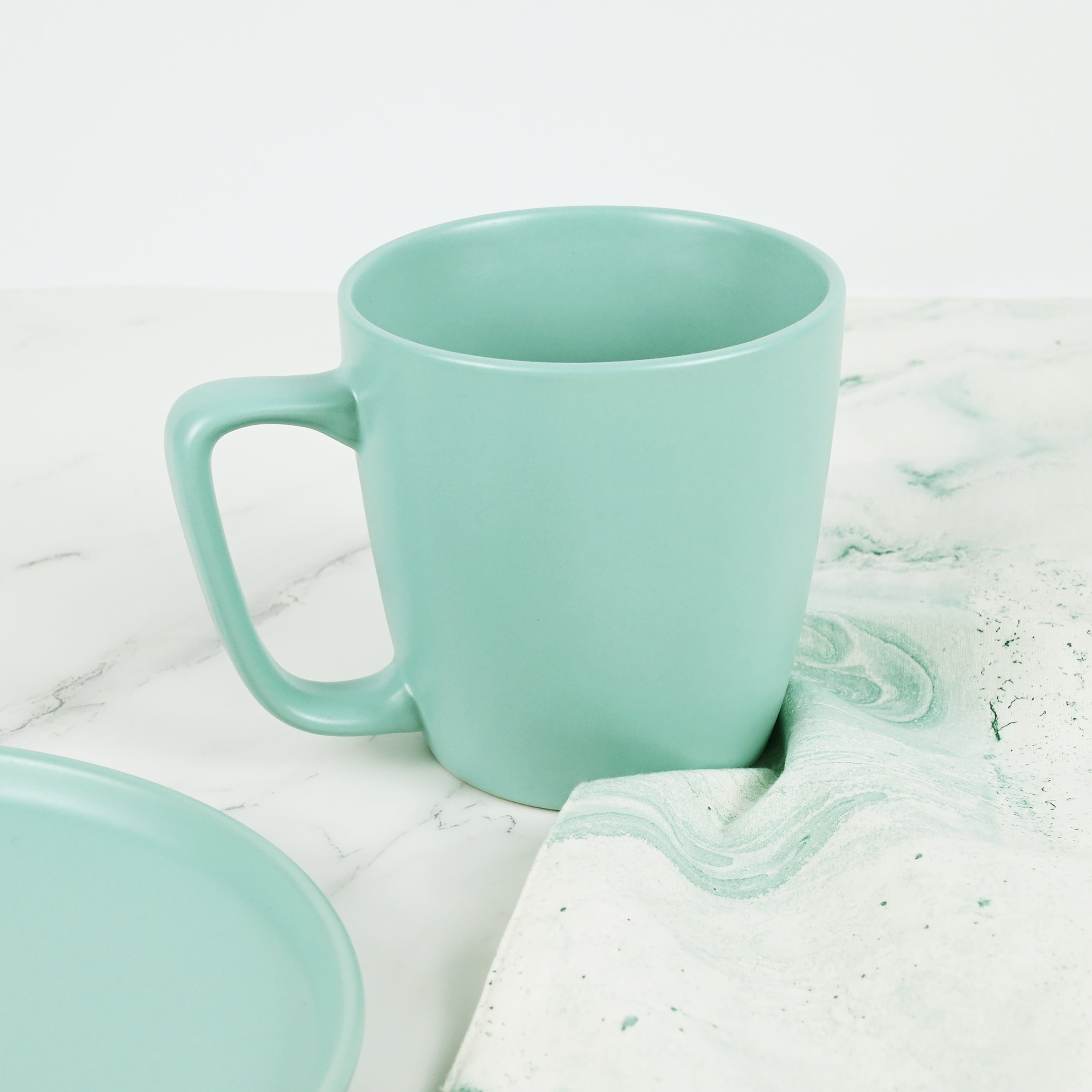 (4 pack) Mainstays 14 oz Solid-Colored Stoneware Mug, Mint