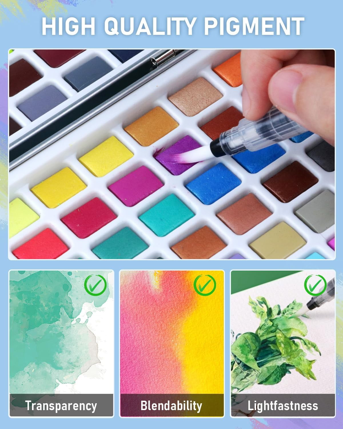 Nicpro 168 Colors Watercolor Paint Set include Metallic Macaron Candy Fluorescent, 8 Squirrel Painting Brushes, 25 Water Color Paper, Palette, Art Supplies Kit for Artist, Adult, Beginner