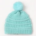 thumbnail image 2 of Karoyedx Kids Winter Fleece Hats Toddler Baby Boys Girls Knitted Cap Beaniess Pompom Elastics Turban Winter Warm Hat Mint Green Size,One Size, 2 of 4