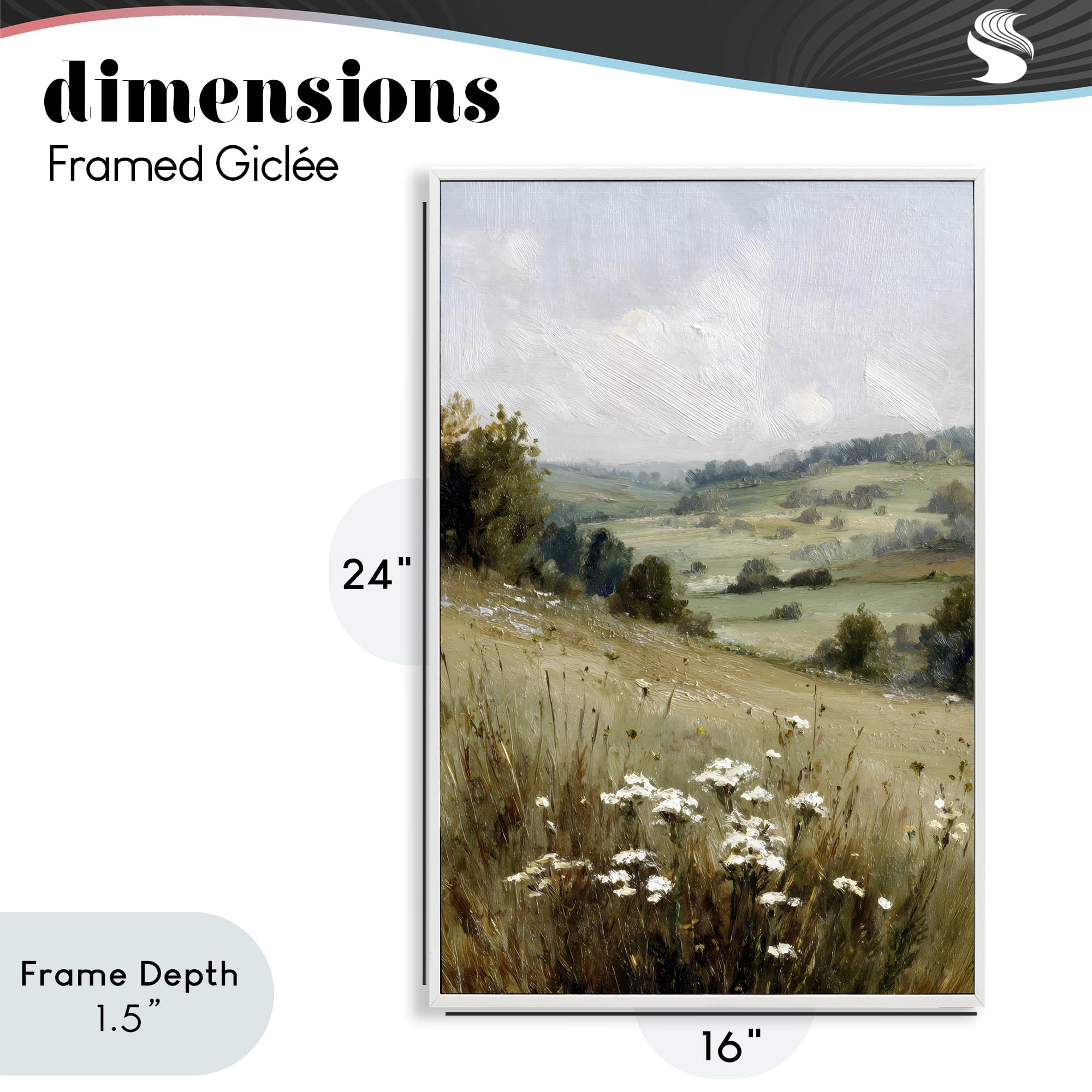 Stupell Industries Hill of White Flowers White Framed Giclee Art, design by Petal Prints Design