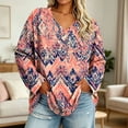 thumbnail image 2 of CHGBMOK Women's Plus Size Floral Print Pullover Long Sleeve V Neck Tops Casual Loose Fit T Shirts, 2 of 6