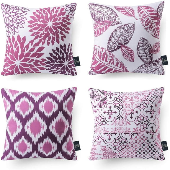 Phantoscope Vintage and Classic Series Decorative Throw Pillow Cover, 18" x 18", Purple/Gray, 4 Pack