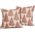 thumbnail image 2 of Christmas Pillow Covers 20x20 Set of 2 Red Xmas Tree Star Winter Print Decorative Outdoor Pillowcases Vintage Holiday Decorations Throw Cushion Case Decor for Couch Sofa Bed, 2 of 6
