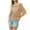 Khaki, variant on Buigttklop Women Casual Summer Scoop Neck Top Short Sleeve Sweater Casual Crochet Hollow Out Knit Tunic Tops Blouse