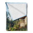 thumbnail image 2 of Balinese Soft Flannel Fleece Throw Blanket, Terrace Rice Fields Palm Trees Traditional Farmhouse Morning Sunrise Bali Indonesia, Cozy Plush for Indoor and Outdoor Use, 70" x 90", Green, by Ambesonne, 2 of 5