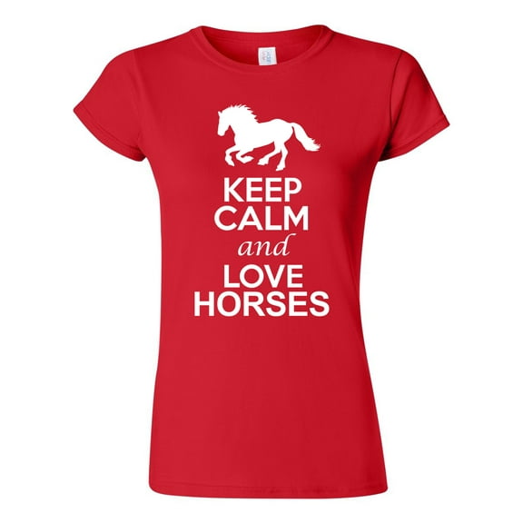 Junior Keep Calm And Love Horses Animal Lover DT T-Shirt Tee