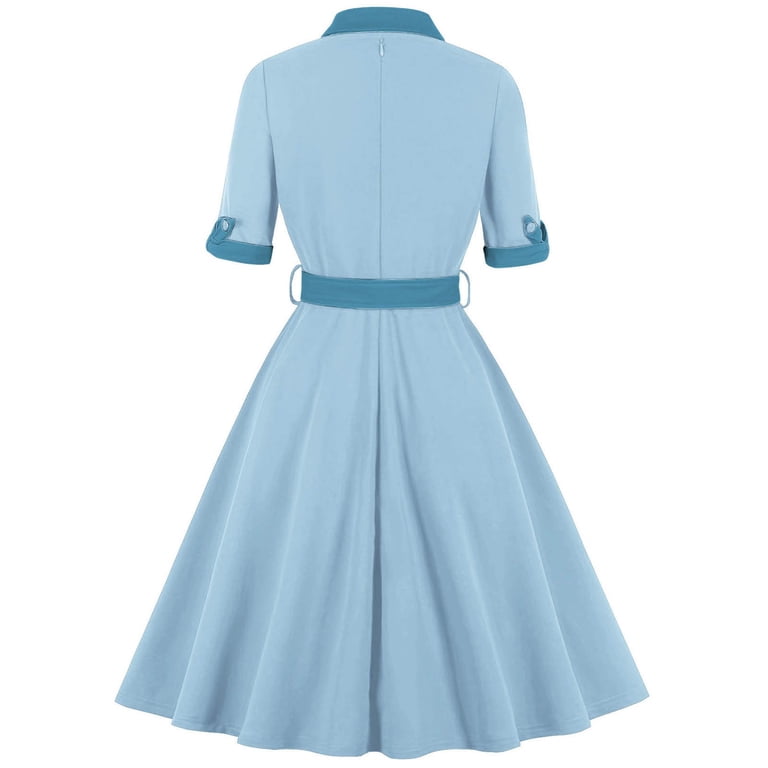 XFYSSS Ladies' Fashionable Casual Short Sleeved Sailor Tie Neck Mid Waist Patchwork Dress Business Work A-line Cocktail Dresses - Walmart.com XFYSSS Ladies' Fashionable Casual Short Sleeved Sailor Tie Neck Mid Waist Patchwork Dress Business Work A-line Cocktail Dresses - Walmart.com