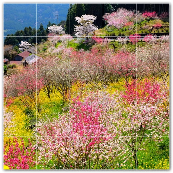 Picture-Tiles.com: Spring Ceramic Tile Wall Mural WAL500947-55M. 30"W x 30"H using (25) 6" x 6" Ceramic Tiles-Satin Finish