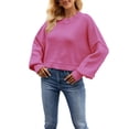 thumbnail image 1 of Lucakuins Suéter de punto para mujer, manga larga, cuello redondo, sólido, suelto, suéter cálido para otoño invierno Lucakuins  moda, 1 of 3