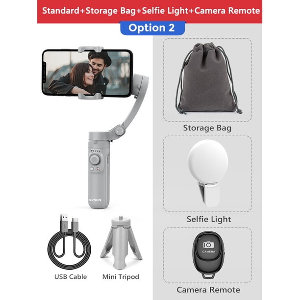 AXNEN HQ3 3-Axis Smartphone plegable Handheld Gimbal Cellphone Video Record Vlog Estabilizador para iPhone 13 Xiaomi Huawei Samsung Tan Jianjun unisex