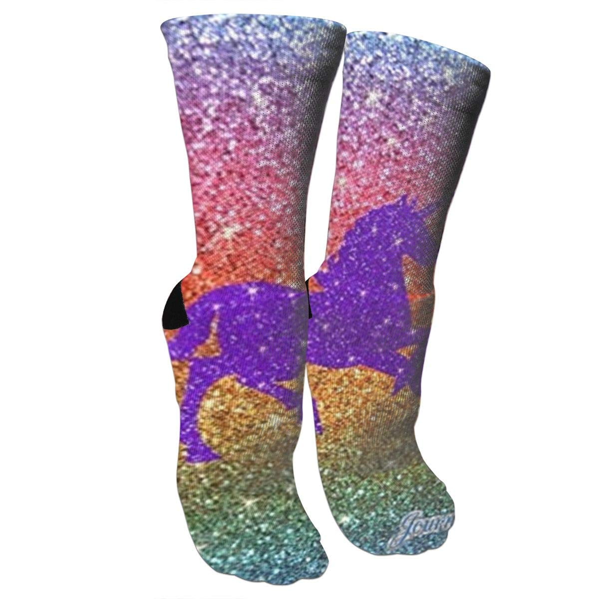 Rainbow Glitter Purple Sparkles Unicorn Compression Socks Unisex