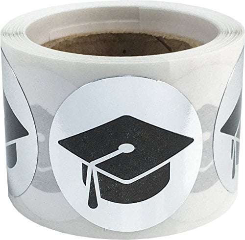 Graduation Cap stickers 1 in environ 2.54 cm round circle dots 100 Adhésif étiquettes 