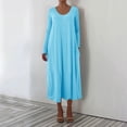 thumbnail image 1 of Fznquz Bleu Robes de Printemps pour Femmes Grande Taille Manches Longues Ligne A Uni Robe d'Été Maxi Ample Décontractée avec Poches Robes Femmes 2026, 1 of 7