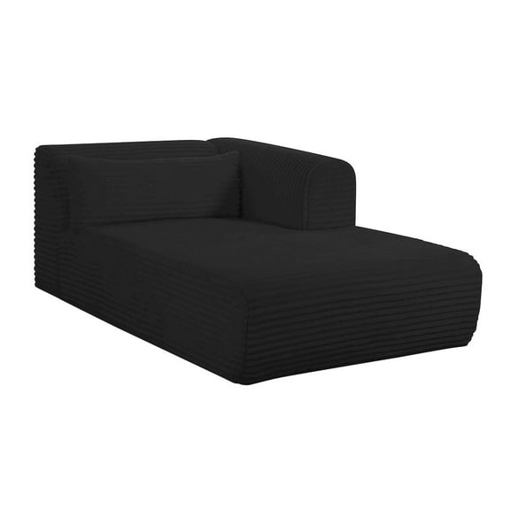 TOV Furniture Tarra Fluffy Oversized Black Corduroy Modular RAF Chaise