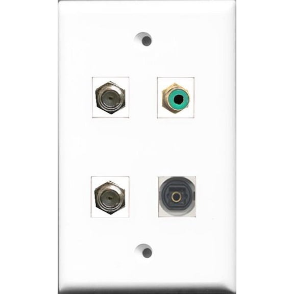 RiteAV 1 Port RCA Green 2 Port Coax Cable TV- F-Type and 1 Port Toslink Wall Plate