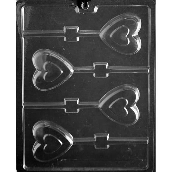 Grandmama's Goodies V178 Heart in Heart Lollipop Valentine's Day Wedding Shower Chocolate Candy Soap Mold with Exclusive Molding Instructions