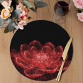thumbnail image 3 of Red Black Floral Round 13 Inch Placemats Set of 8, Modern Minimalist Gradient Flowers HeatResistant Non Slip Place Mats for Dining Table, Wipeable Braided Kitchen Table Mats for Housewarming, 3 of 9