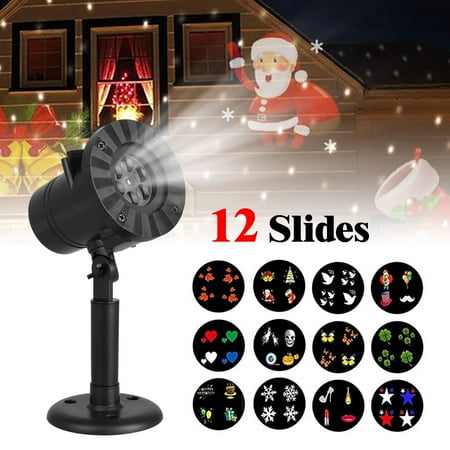 Unique Christmas Outdoor Decorations Christmas Projector Lights, EEEKit 12 Slides Moving LED Projector Landscape Lamp Waterproof Outdoor Indoor for Xmas, Halloween, Party, Holiday, Garden Decorations ()