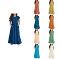 thumbnail image 1 of NJDVHB Robe d'Été pour Tout-Petit, Robe de Plage pour Fille Tout-Petit, Robe de Fête pour Fille, Robe Unie à Manches Courtes et Col Rond pour Fille, Jaune, 140, 1 of 5