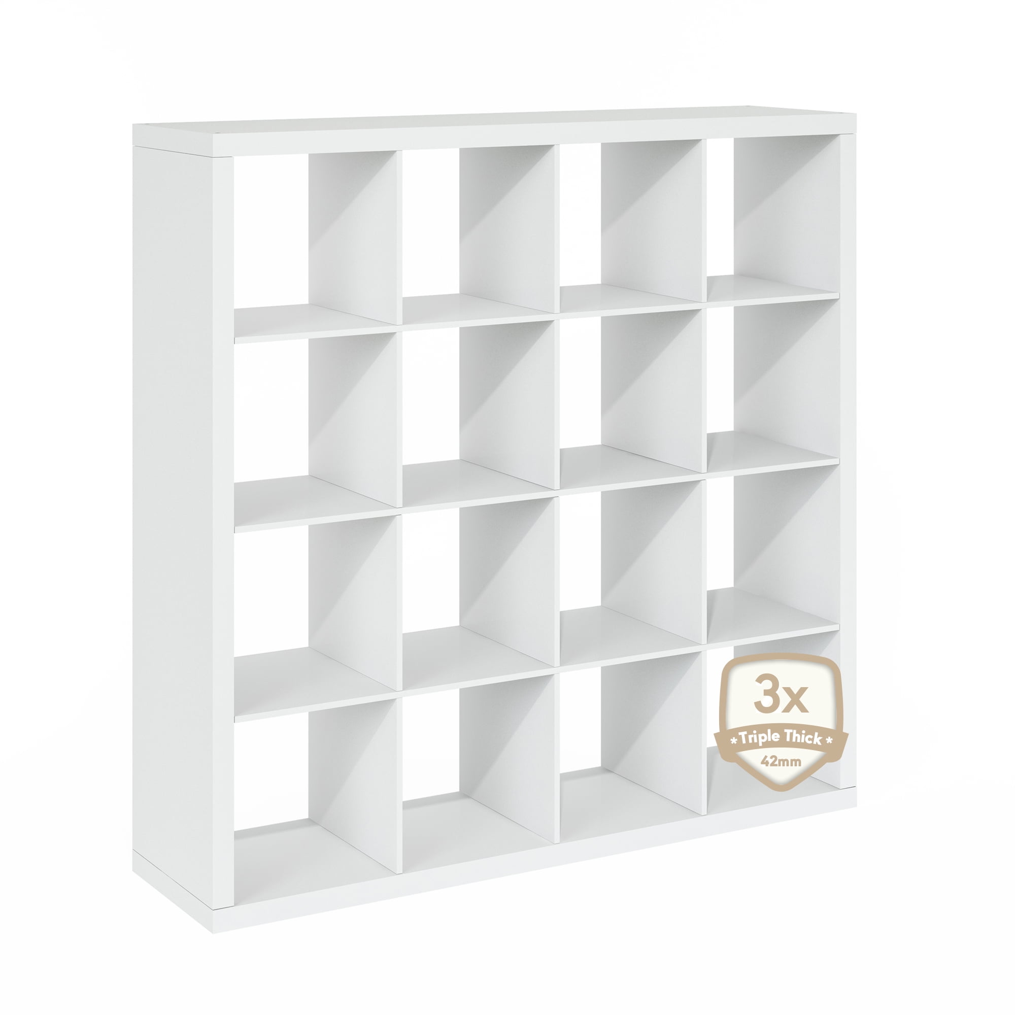 Furinno Cubicle Extra Thick Frame Decorative Cube Storage Organizer, 16-Cube, White