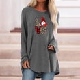 thumbnail image 2 of Pompotops Mode Femme Col Rond Manches Longues Imprimé T-Shirt Blouse Décontractée Hauts Liquidation, 2 of 4
