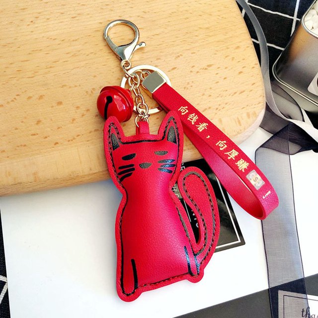 Cute Soft Cute PU Leather Kitten Key Chain Cartoon Leather Bag Pendant Multi-purpose Key Ring Durable Key Chain Green Keychain