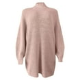 thumbnail image 4 of UJNDER Knitted Sweater Dress Long Sleeve Mid Length Turtleneck Pullover Tunic for Fall Winter Casual Comfortable Outfits Pink XXL, 4 of 5