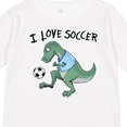 thumbnail image 4 of Inktastic I Love Soccer-dinosaur in Blue Boys or Girls Long Sleeve Toddler T-Shirt, 4 of 5