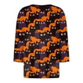 thumbnail image 5 of YDFCWXW Women's Halloween Print Shirt - 3/4 Sleeve V-Neck Button Down Blouse with Spooky Theme Purple, XL, 5 of 5