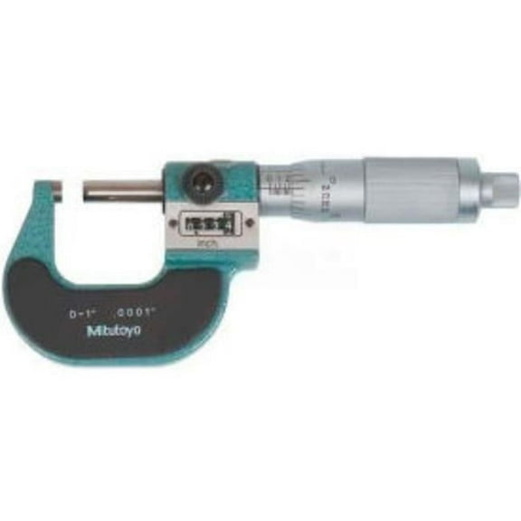193-211 0-1 in. Mechanical Outside Micrometer with Digital Counter & Ratchet Friction Thimble
