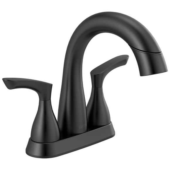 Delta Faucet Broadmoor Pull Down Bathroom Faucet Black, Bathroom Pull Out Faucet, Bathroom Sink Faucet with Pull Down Sprayer, Centerset Bathroom Faucet with M