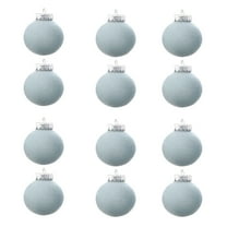 Kbndieu Light Blue Velvet Christmas Ornaments 12Pcs 3.14" Flocked Christmas Tree Balls Decorations Ornaments Set Shatterproof Christmas Decor Hanging Baubles for Xmas Tree Home Party