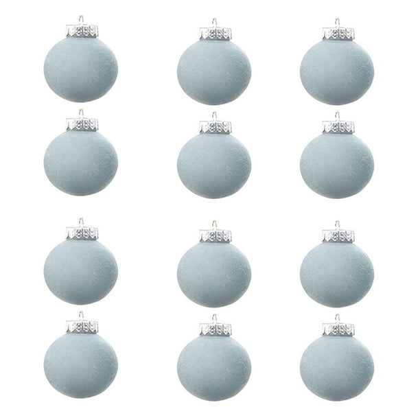 pstuiky 12 bolas navideñas de terciopelo flocadas para árbol de Navidad, adornos de plástico para colgar en la decoración navideña, 8 cm (3,14 pulgadas).