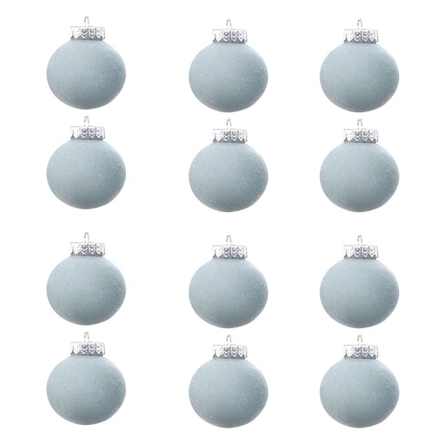12 Bolas Navideñas de Terciopelo Flocadas, Adornos Navideños de Plástico, Adornos Colgantes Decorativos para Árbol de Navidad, 3,14 Pulgadas