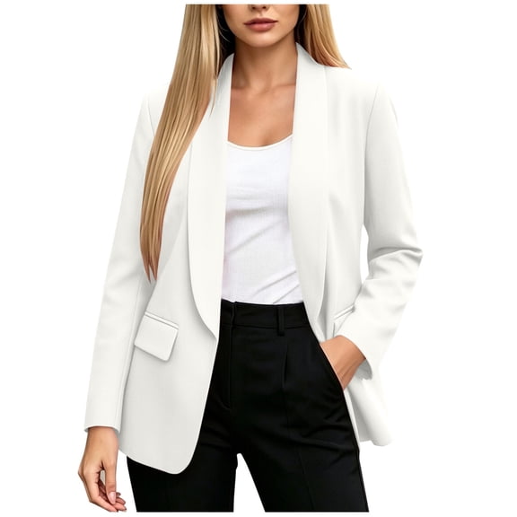 StSilkitty Long Sleeve Blazer for Womens Solid Color Business Casual Lapel Collar Blazers Office Work Suit Jacket with Pockets