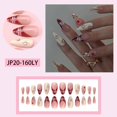 thumbnail image 4 of Uñas postizas adhesivas Geyakal 24 piezas, almendra mediana, rojo y blanco, 4 of 7